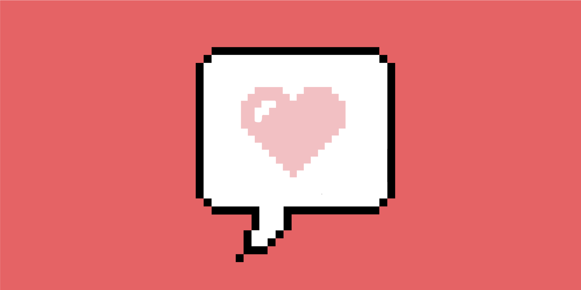 pixel illustration of a speech bubble with a heart in it